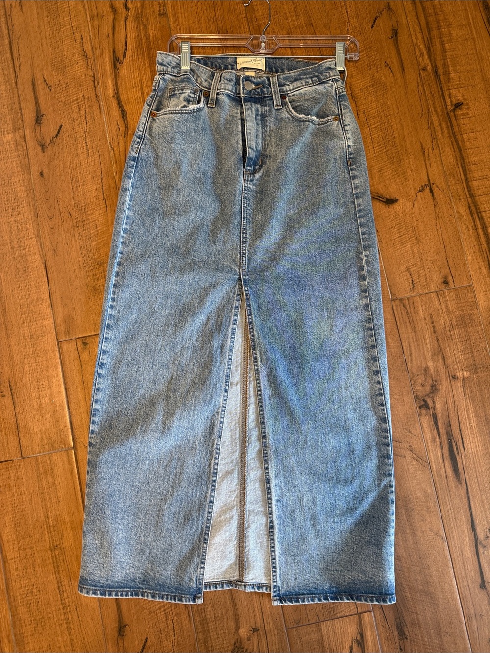 Universal Thread Light Blue Denim Maxi Skirt with Front Slit Sz 2